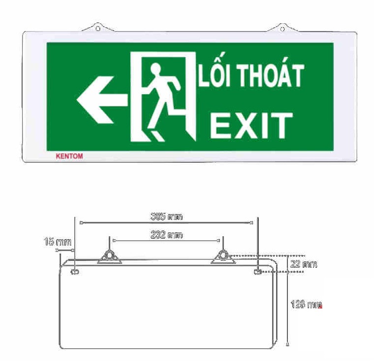 Đèn thoát hiểm Exit Kentom KT 610-620 1 mặt 2 mặt